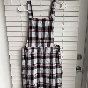 Cute Plaid Pinafore Dress with Black, White, and Red Accents